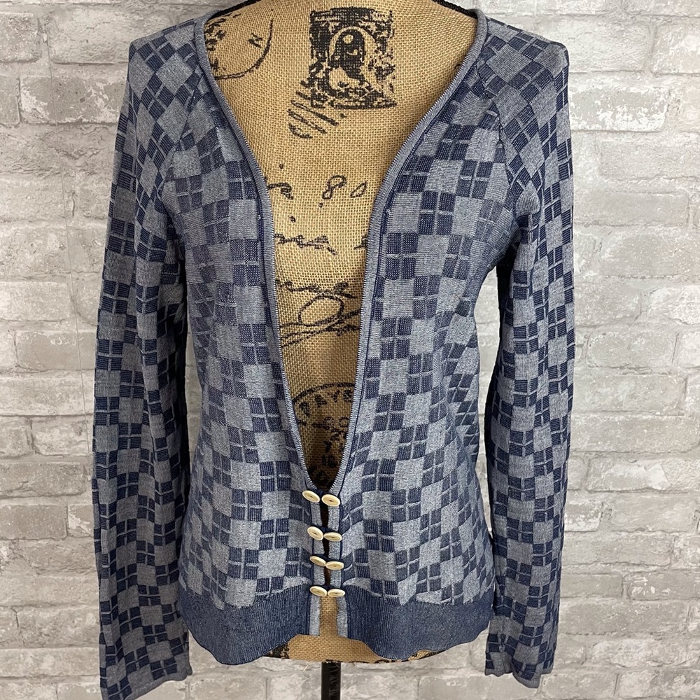 Blue Checkered Women's Sweater